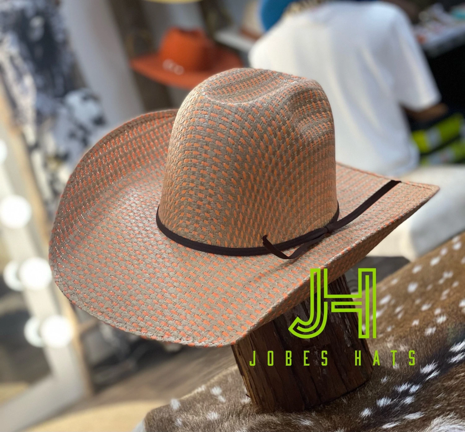 2020 Jobes Hats Straw Hat “ Orange ” Poly Rope 4”1/4 Brim - Image 2
