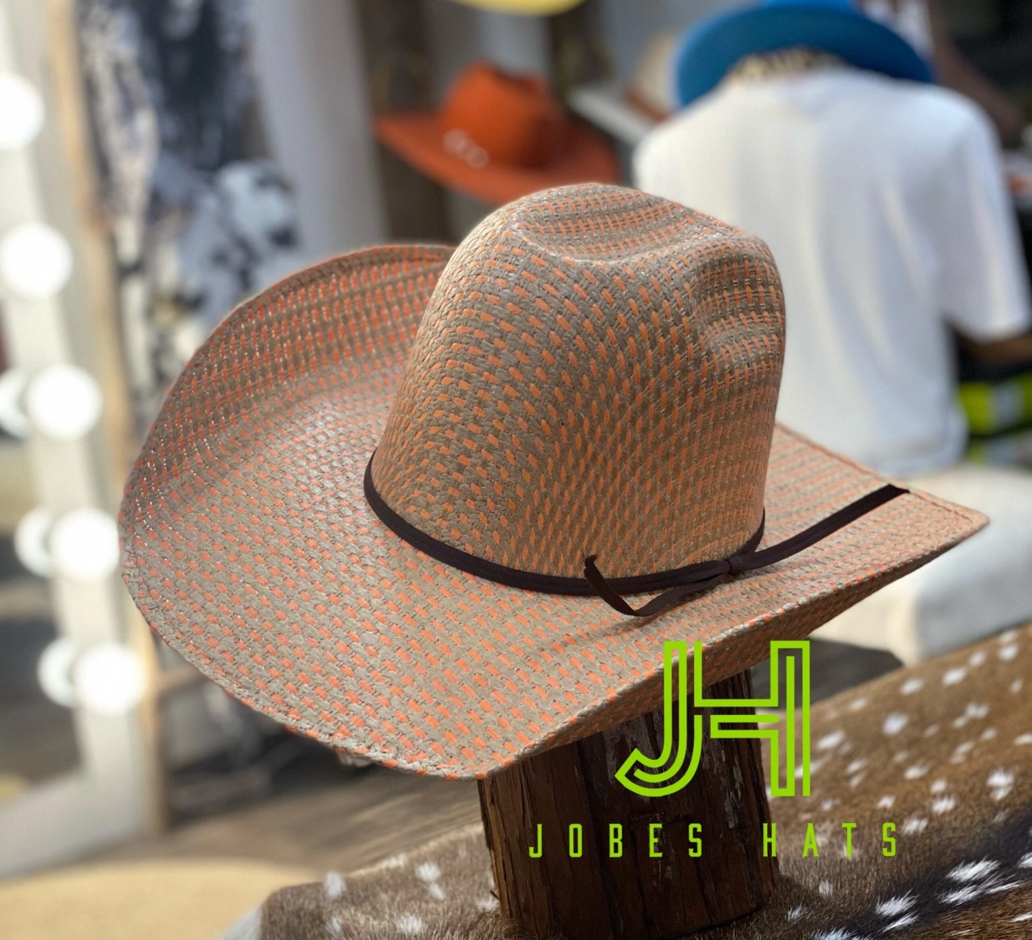 2020 Jobes Hats Straw Hat “ Orange ” Poly Rope 4”1/4 Brim