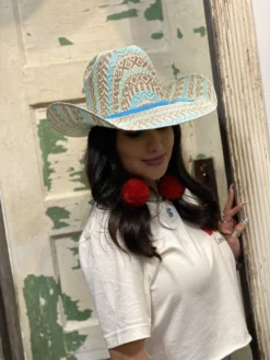 2020 Jobes Hats Straw “The Turquoise Aztec ” 4”1/4 Brim