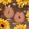 24K Beaded Collection- Colombian Handmade Earrings-Coral-