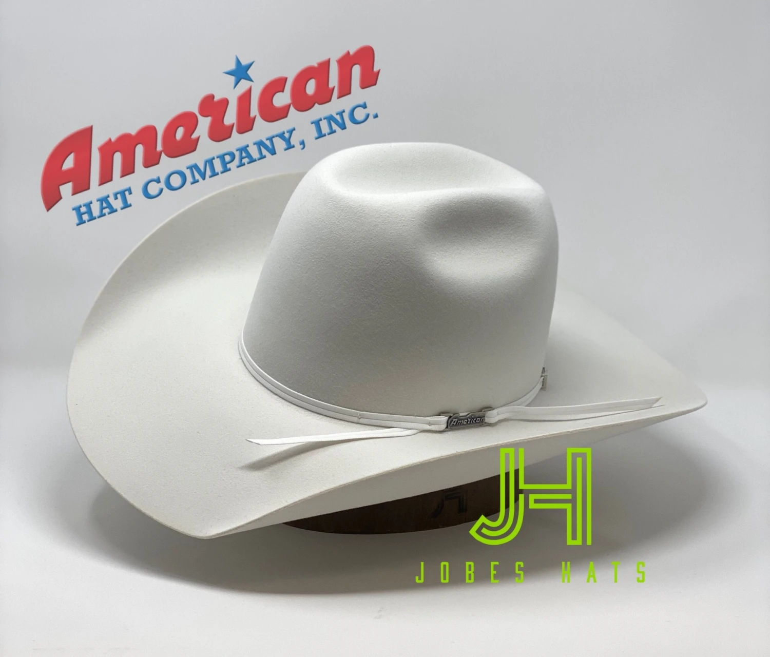 American Hat Co Felt 6X White 4" 1/4 Brim 2 Cord Band