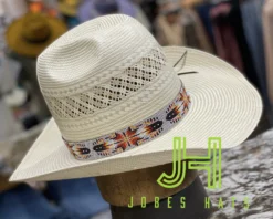JH Wide Handmade Beaded Hatband- #W6 Silver