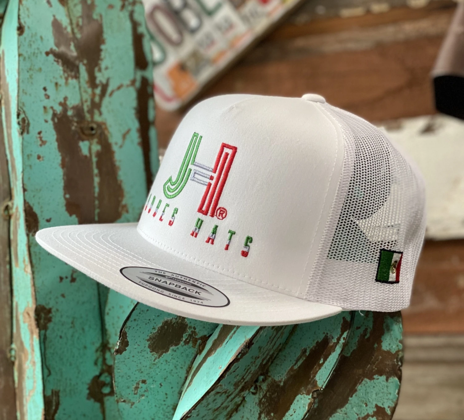 Jobes Hats Trucker - All White Tricolor / Mexico Flag