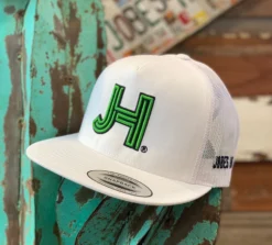 NEW 2021 Jobes Hats Trucker - All White Cap 3D Green JH Black Outline (Limited Edition)