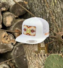 New 2022 Jobes Hats Trucker Cap -All White Aztec Owl Patch