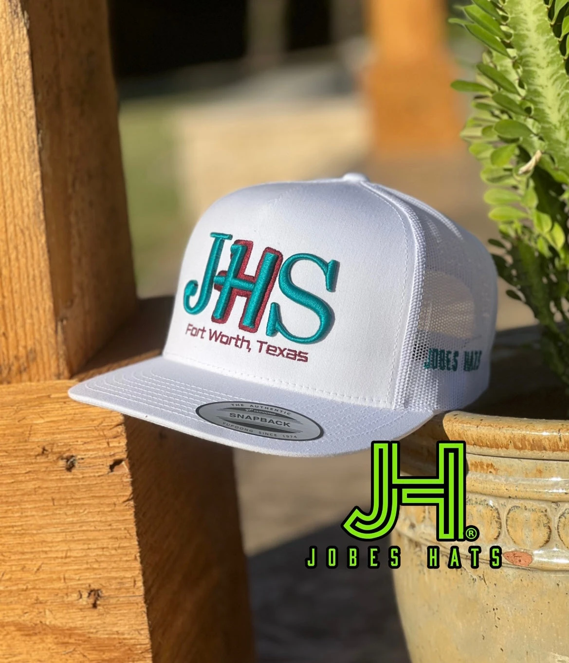 New 2022 Jobes Hats Trucker - All White JHS 3D Turquoise