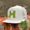 NEW 2023 Jobes Trucker Cap - All White 3D Neon Green/Charcoal Outline