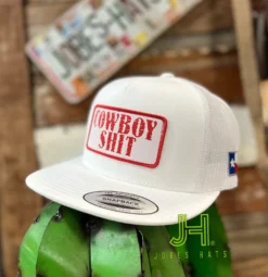 2022 Jobes Hats Trucker -All White Cowboy Shit White Patch