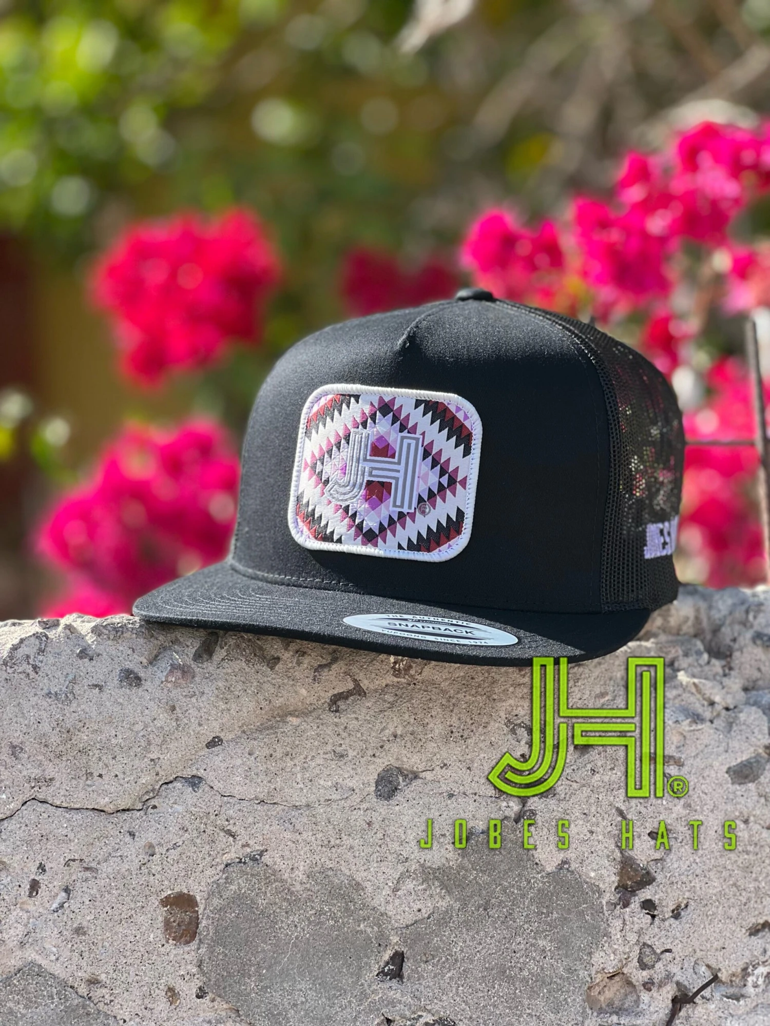New 2022 Jobes Trucker Cap- All Black Purple Aztec Patch