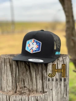 New 2022 Jobes Trucker Cap- All Black JH Multi Aztec Patch