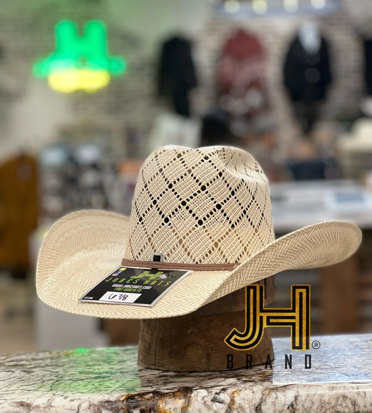 2022 Jobes Hats Straw Hat “Diamante” 4”1/4 Brim (Comes Open And Flat) - Image 3