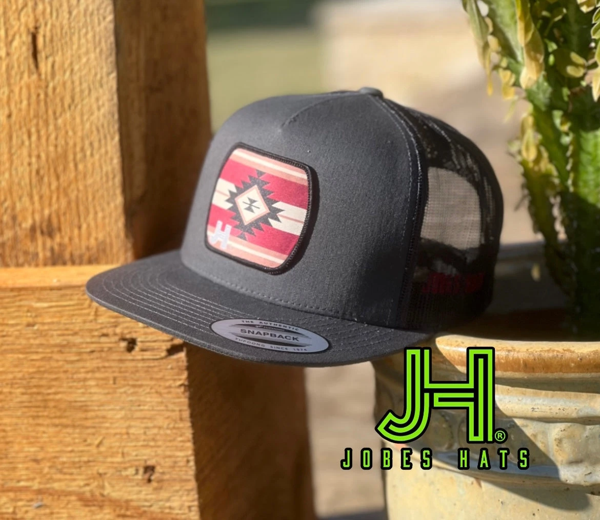 New 2022 Jobes Trucker Cap- All Grey Maroon Aztec Patch