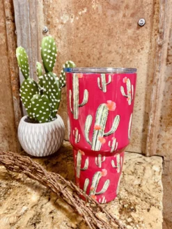 Neon Pink Cactus Bloom Tumbler