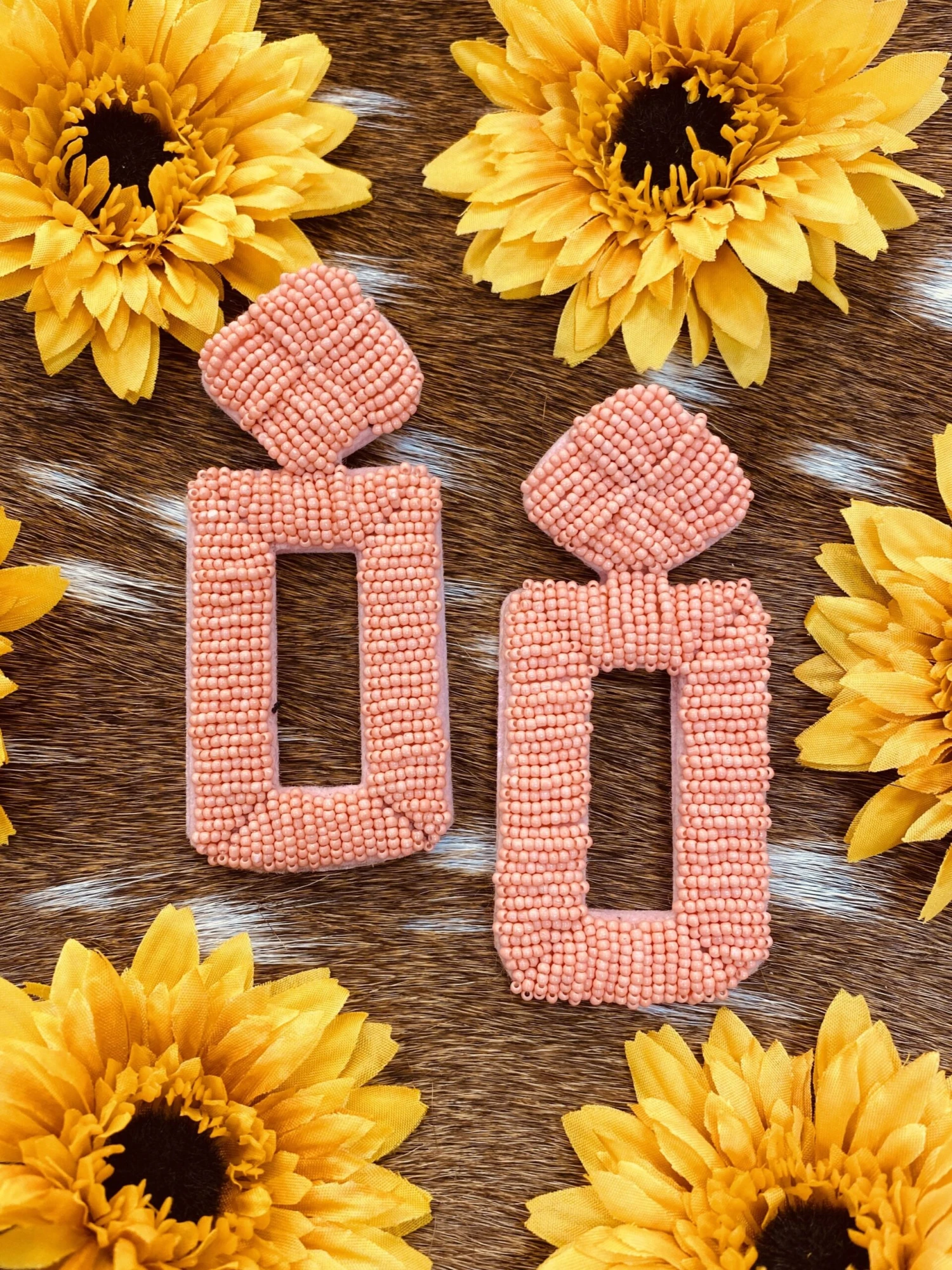 Rectangle Coral Colombian Handmade Earrings
