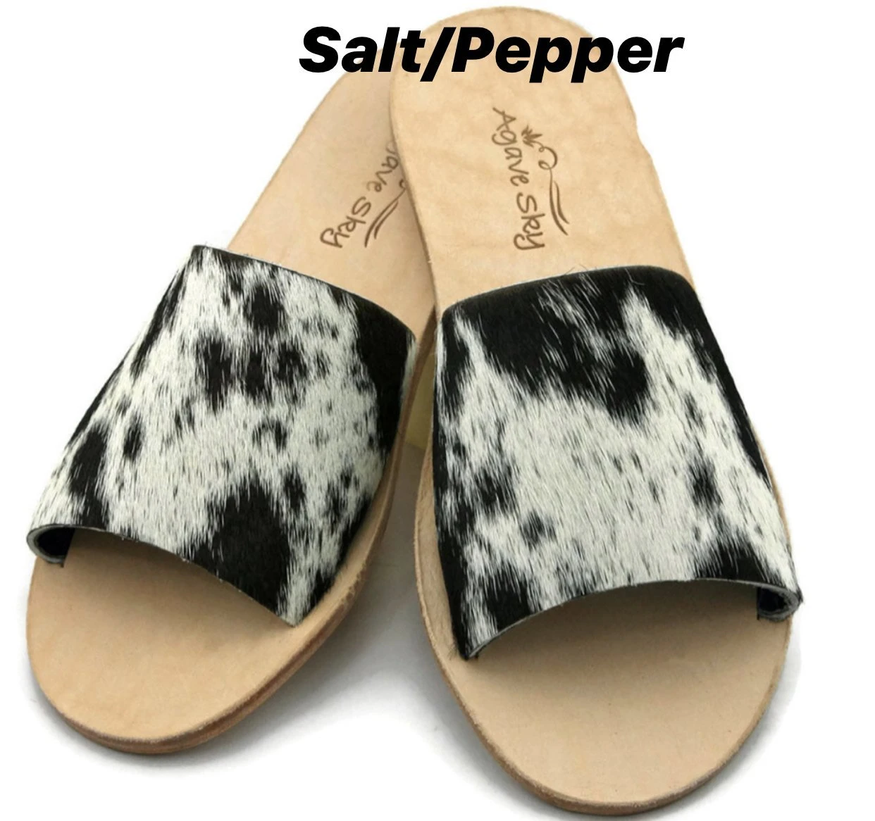 Salt/Pepper Cowhide Womens Sandals - Image 2