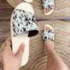 Salt/Pepper Cowhide Womens Sandals
