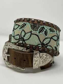 Womens Belt Angel Ranch Turquoise Lace Studded